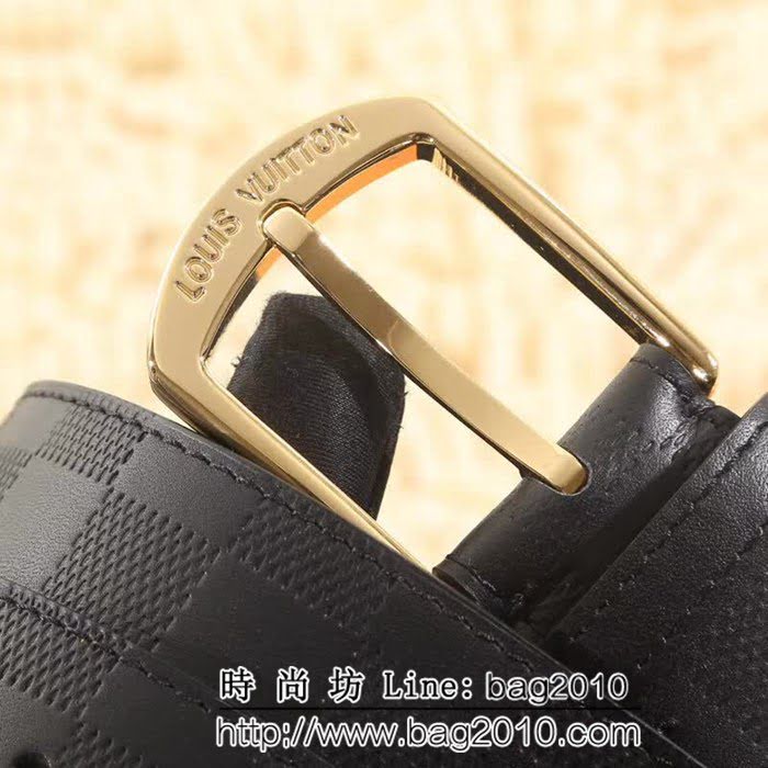 路易威登LV Damier 壓花鏡面小牛皮 光面小牛皮雙面Boston 男士皮帶 LHG1404